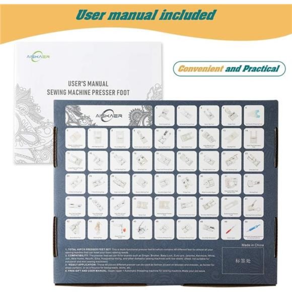 48Pcs Sewing Machine Presser Feet Sewing Foot Set for Brother, Babylock, Singer - Picture 2 of 7